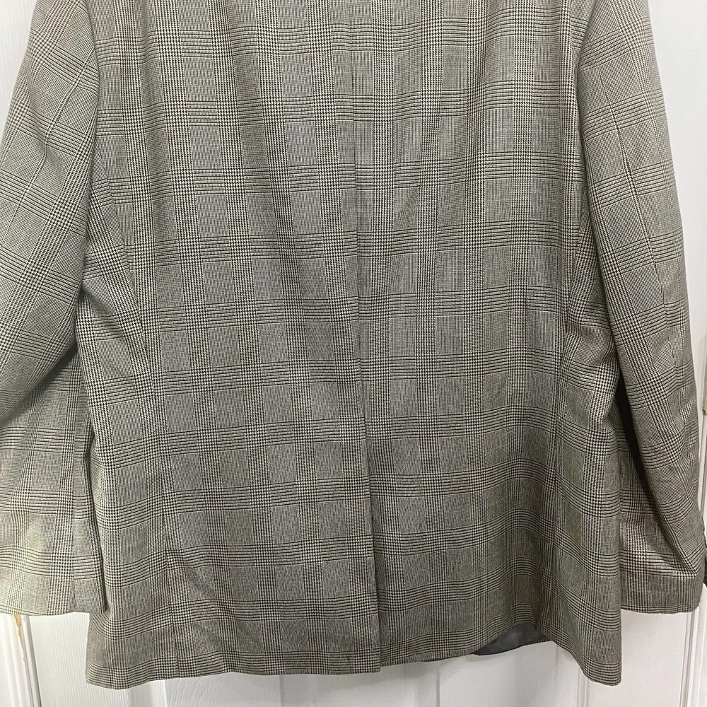 Chaps Blazer Suit Jacket Mens 46R Tan/Brown Blue Stripe Silk Wool‎ Sport Coat.